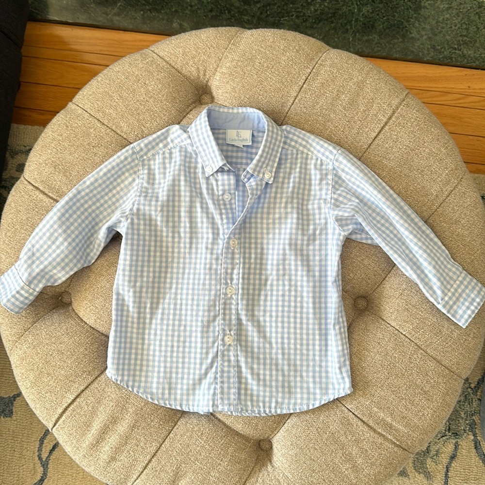 Little English Button Down Shirt - Light Blue Seersucker Check